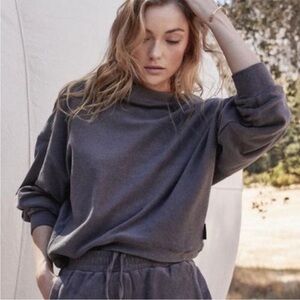 BOGO! Varley Lyle Terry Cloth Pavement Gray Crewneck Sweatshirt Size Small